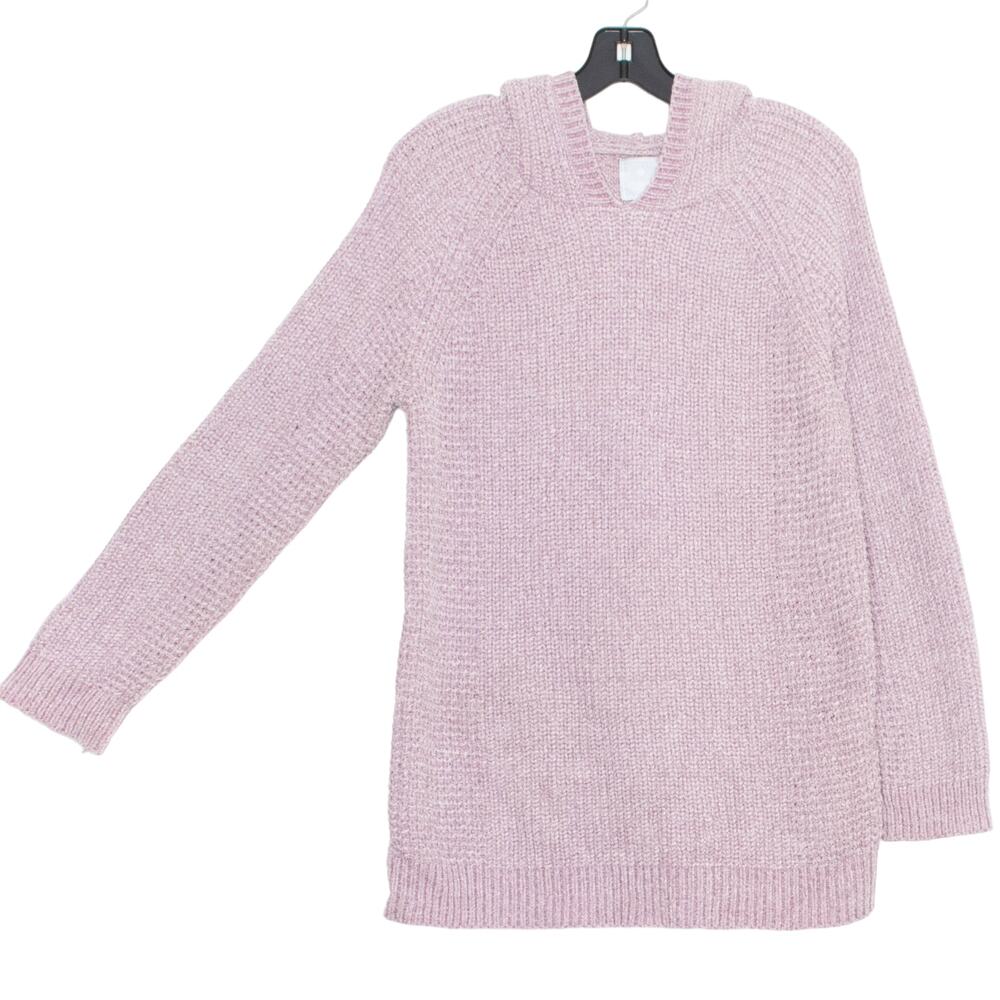 Sunday Womens Hoodie Sweater Chenille Long Sleeve Hooded Purple Size Medium FS